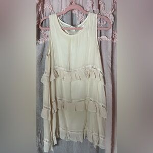 Paisley Vine Cream Sleeveless Ruffle Top cute lace details.
